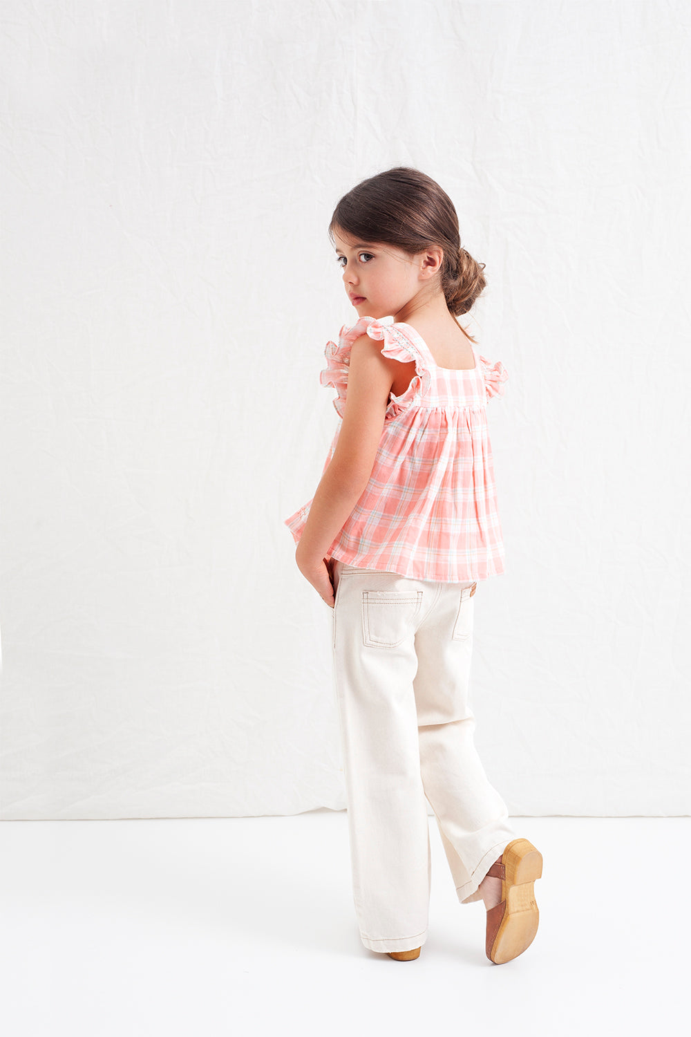 Blouse with checks - pink
