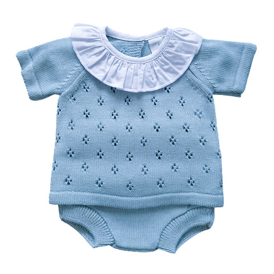 Knitted set baby girl - sky blue