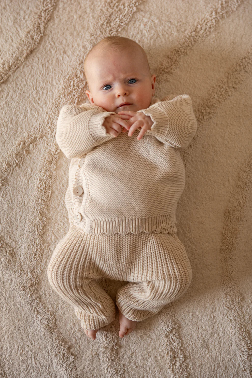 Knitted baby pants Billy - beach