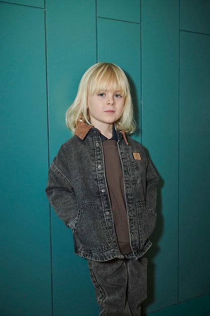 Copenhagen Colors - denim jacket with corduroy collar - grey washed