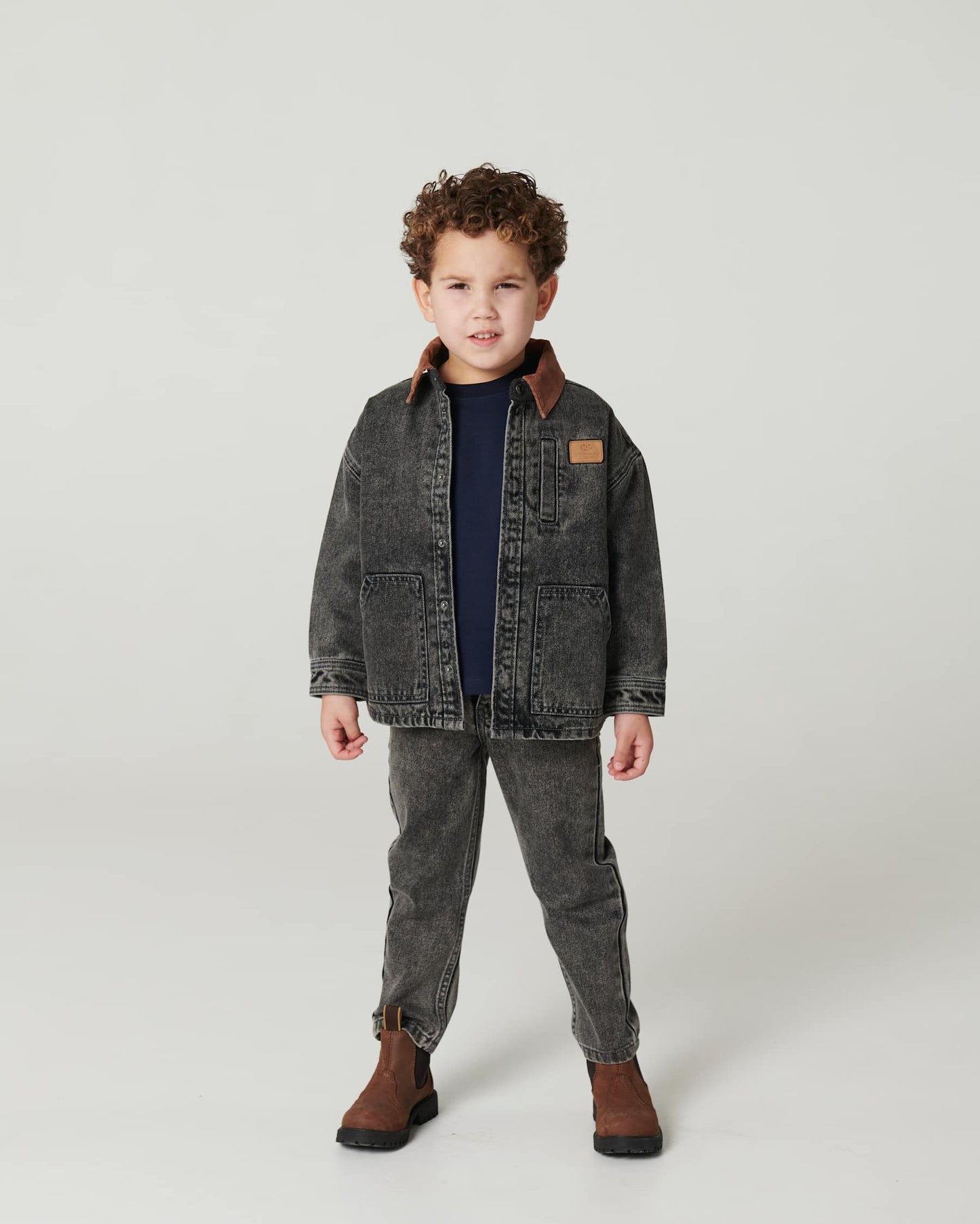 Copenhagen Colors - denim jacket with corduroy collar - grey washed