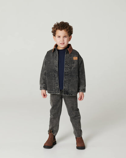 Copenhagen Colors - denim jacket with corduroy collar - grey washed