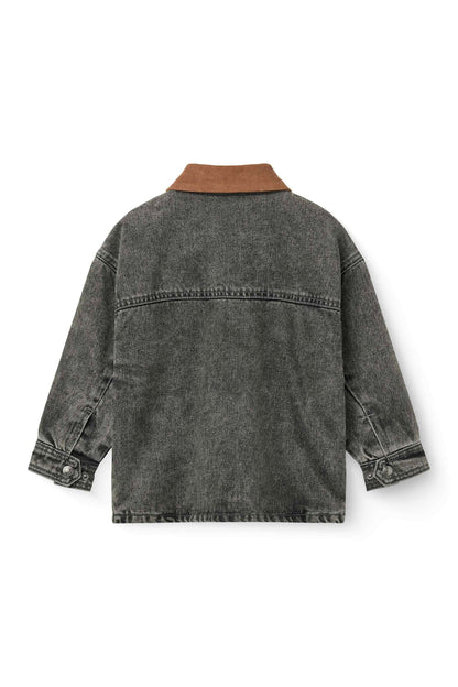 Copenhagen Colors - denim jacket with corduroy collar - grey washed