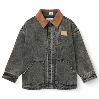 Copenhagen Colors - denim jacket with corduroy collar - grey washed