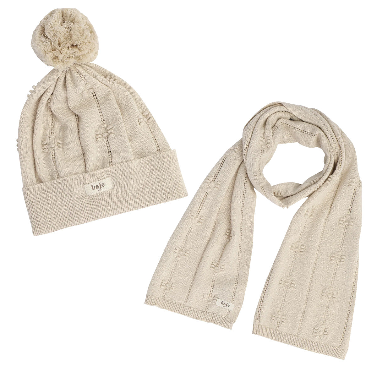 Baje Studio - jacquard knitted set scarf/hat Do - sand