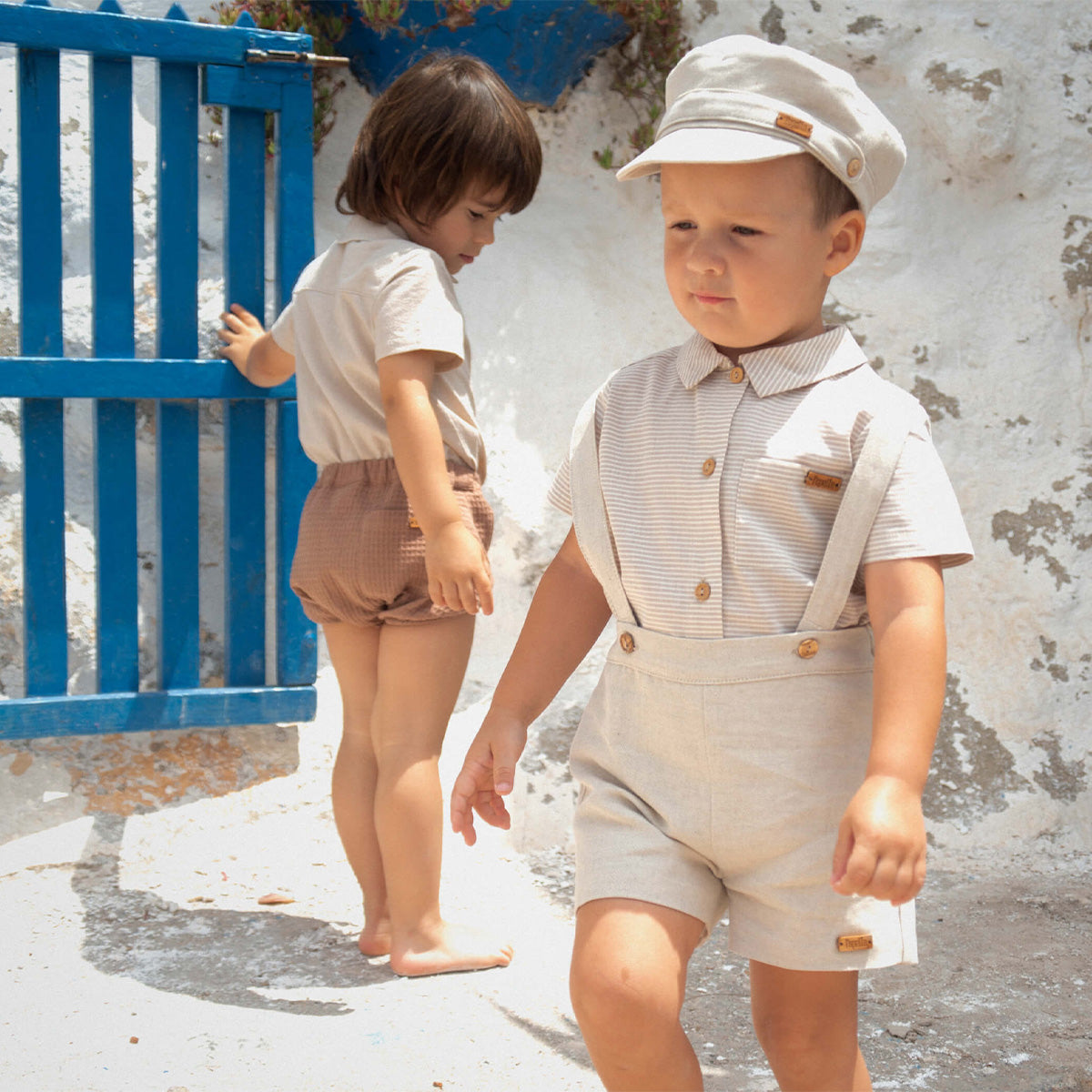 Dungarees with straps ~ sand