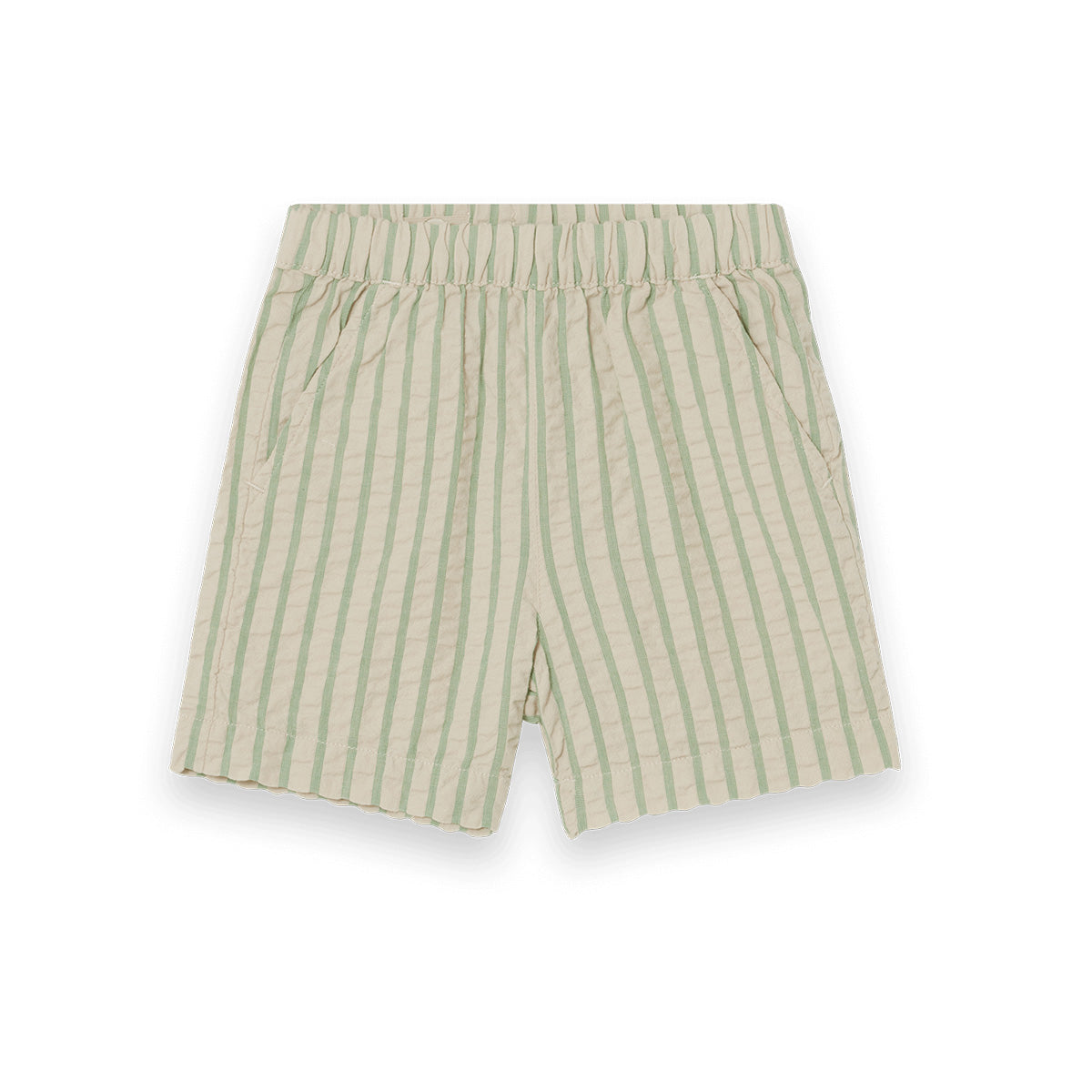 Emerald stripe seersucker shorts