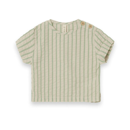 Emerald stripe seersucker top