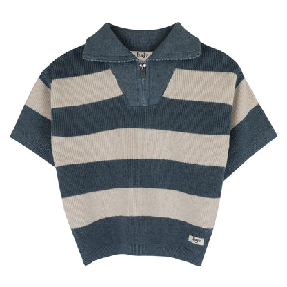 Baje Studio - striped knit polo Fao - blue ocean
