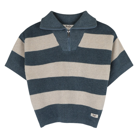 Baje Studio - striped knit polo Fao - blue ocean