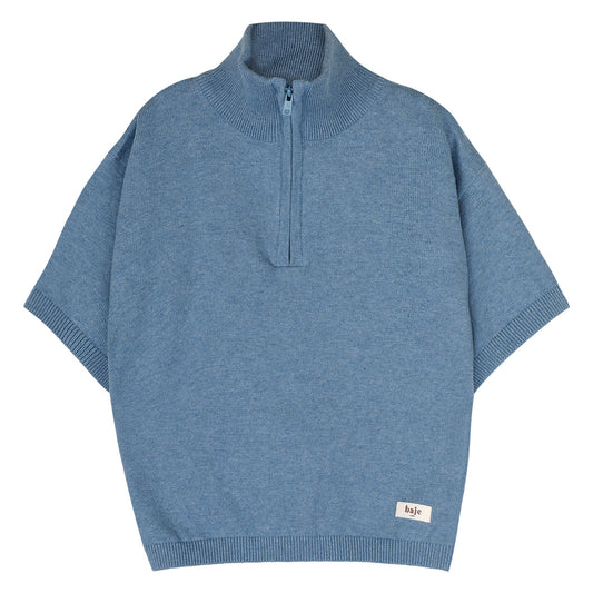 Baje Studio - knitted zipper polo Fayon - blue sea