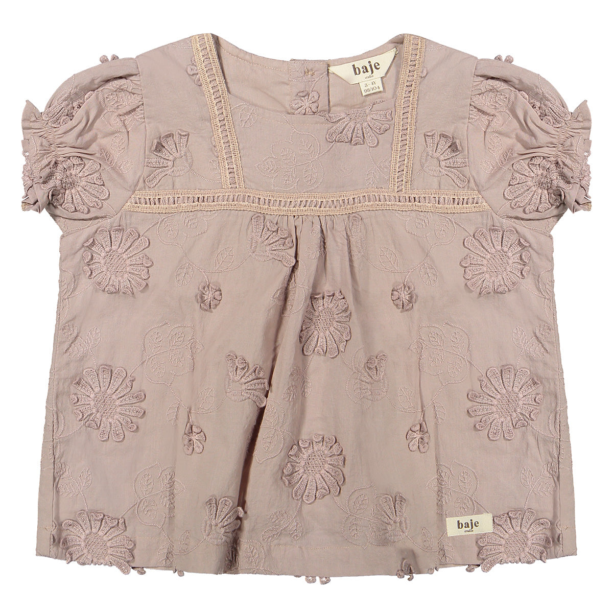 Blouse Feja embrodery flower - rose mauve