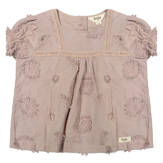 Blouse Feja embrodery flower - rose mauve