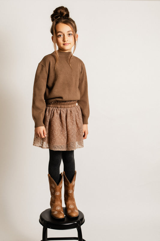 Baje Studio - tule flower skirt Fey - brown cacao