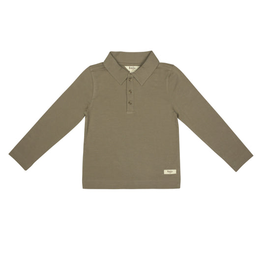 Longsleeve polo Findon ~ taupe