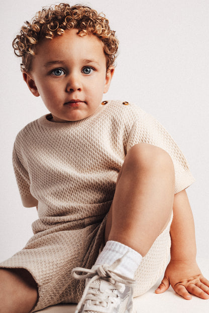 Baje Studio - knitted shortsleeve Frain - white coconut