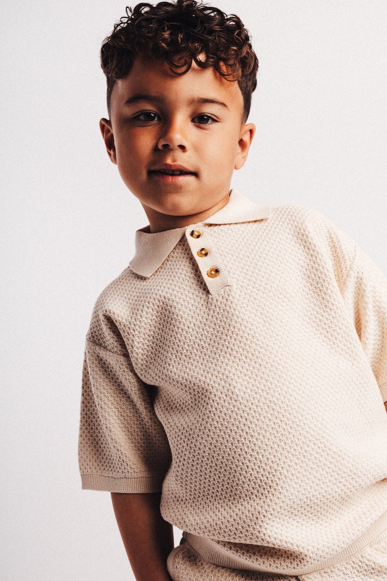 Baje Studio - knitted polo Fygo - white coconut