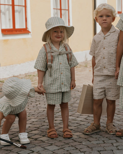 Emerald stripe seersucker shorts