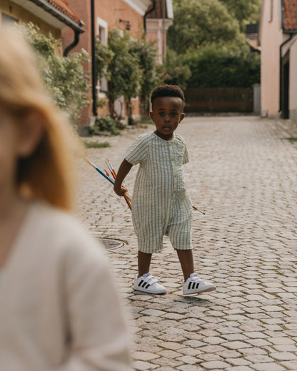 Emerald stripe summer onesie