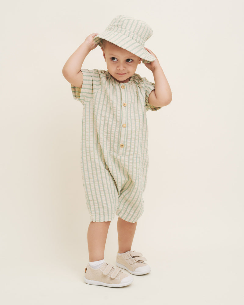 Emerald stripe summer onesie