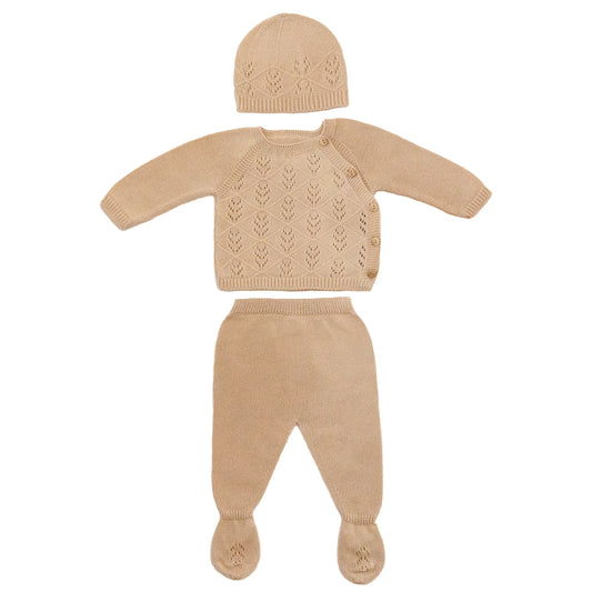 Knitted baby set - beige