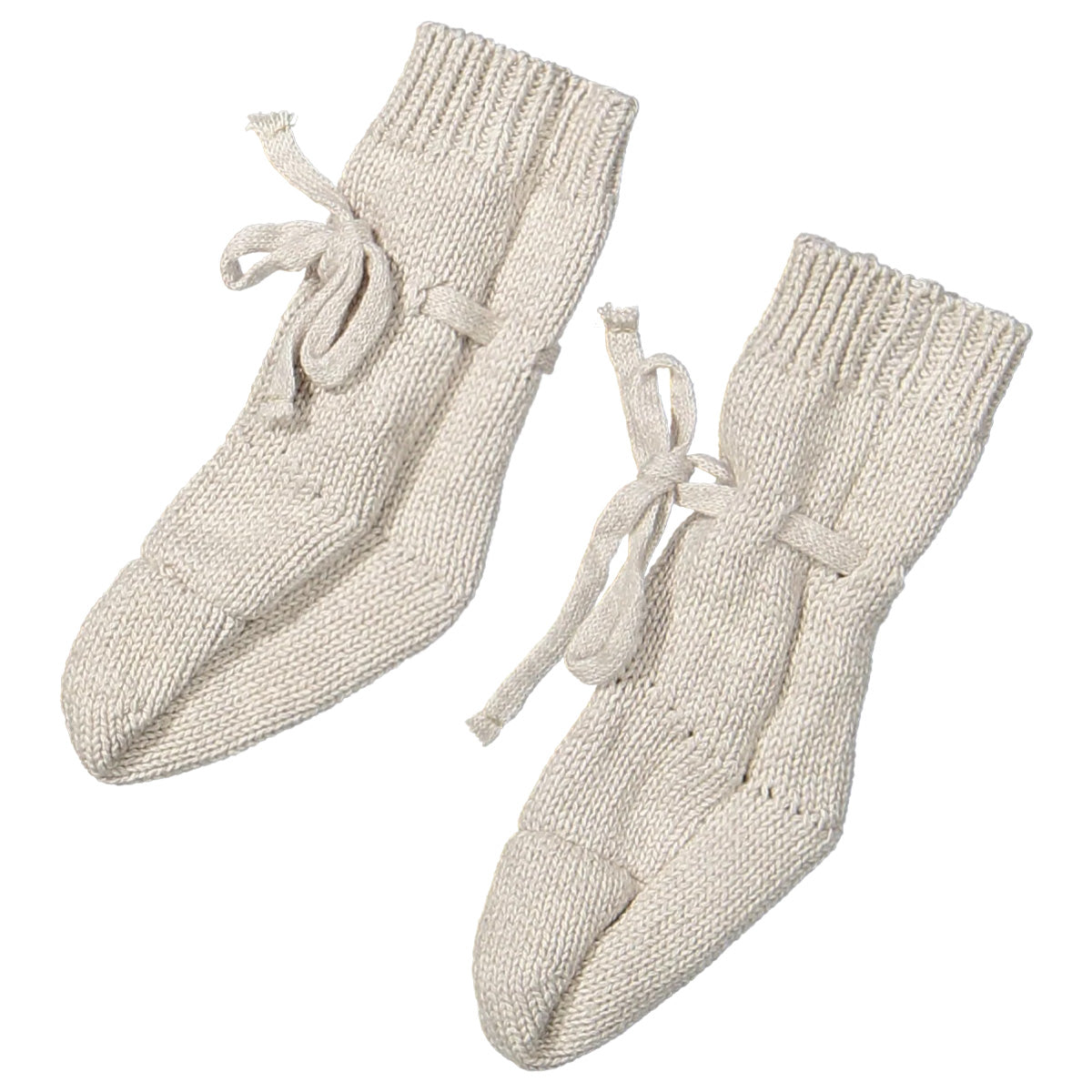 Two You Label - knitted baby booties Beau - oat