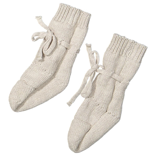 Two You Label - knitted baby booties Beau - oat