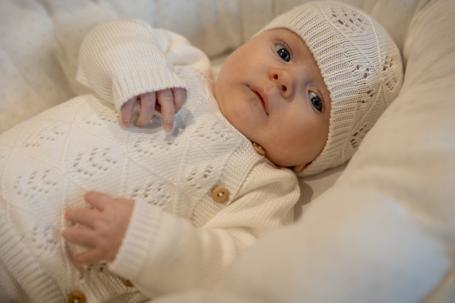 Knitted baby set - offwhite