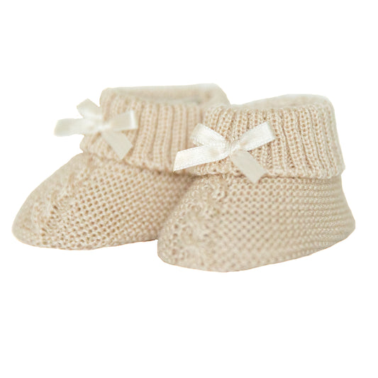 Gebreide baby slofjes - beige