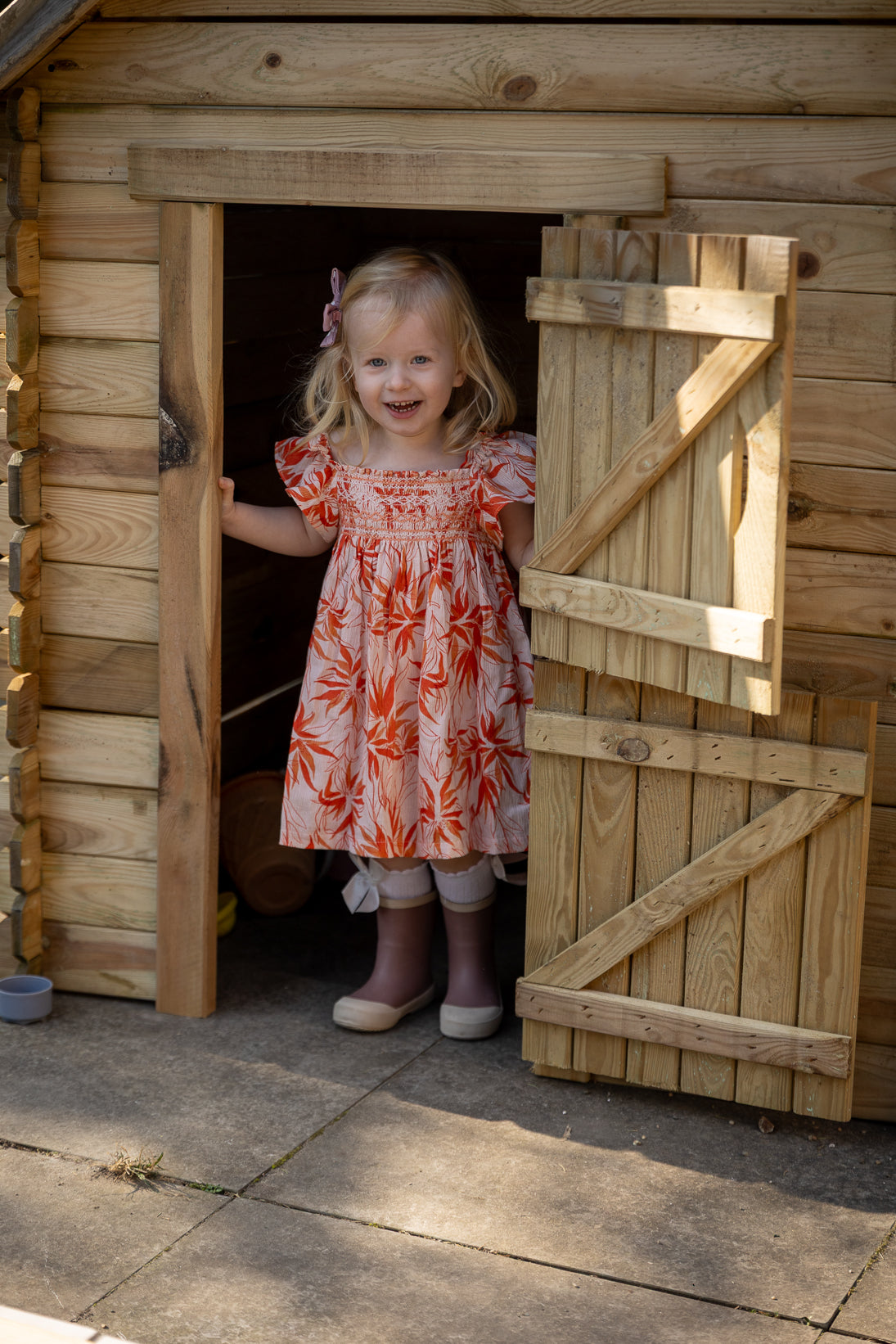 Flower dress Lillian - orange/pink