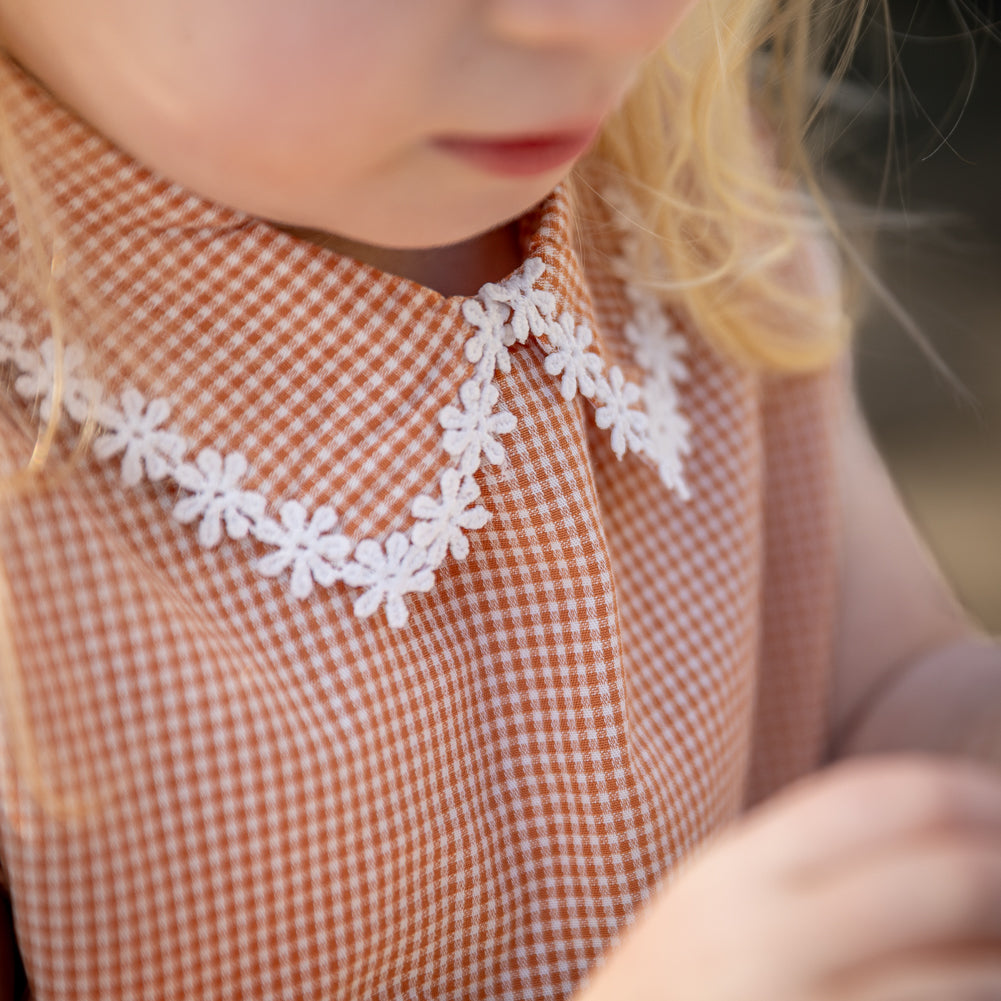 Gingham dress Nery - brown