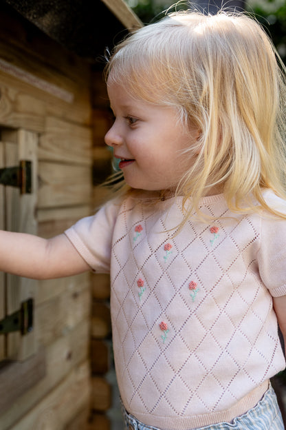 Knitted flower top Olena - peach