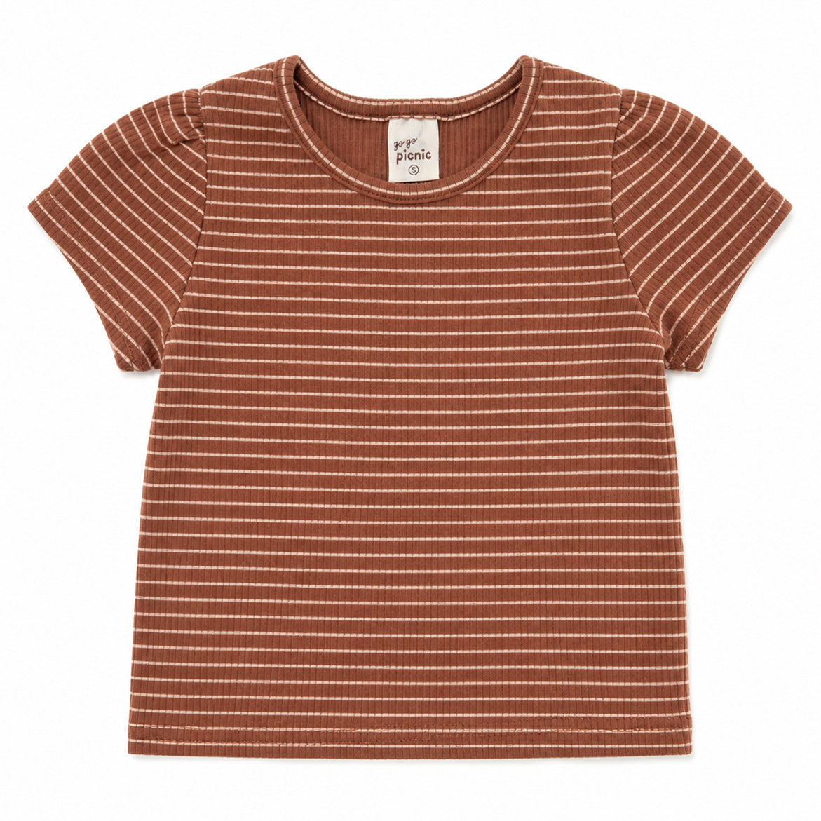 Korean brands - toto tee - camel brown stripe