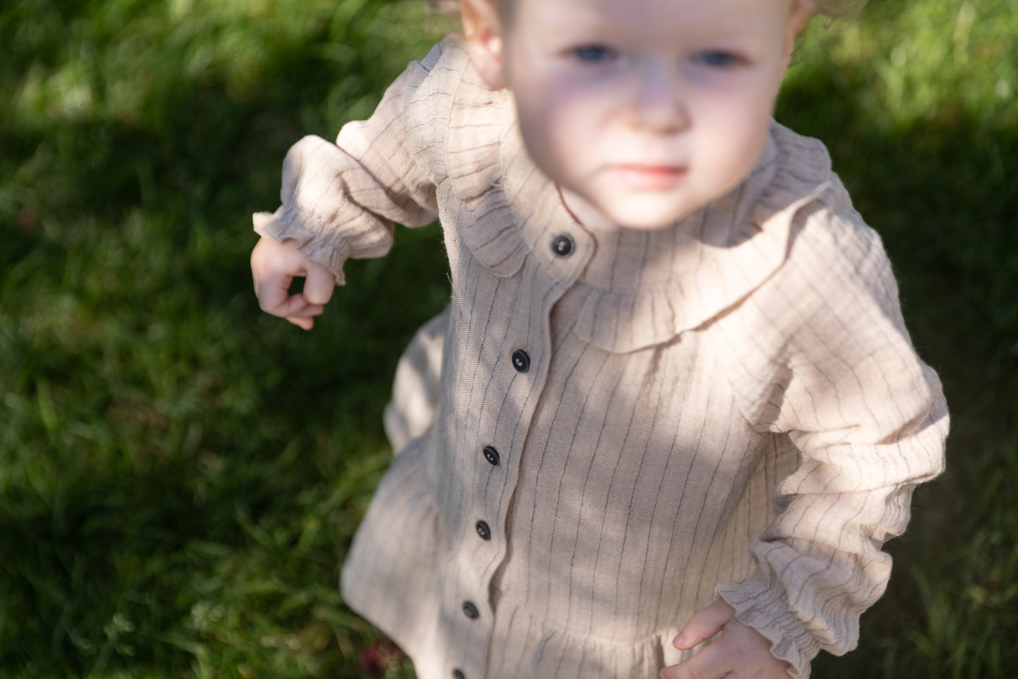 GYMP - dress Freda - beige/anthracite stripe
