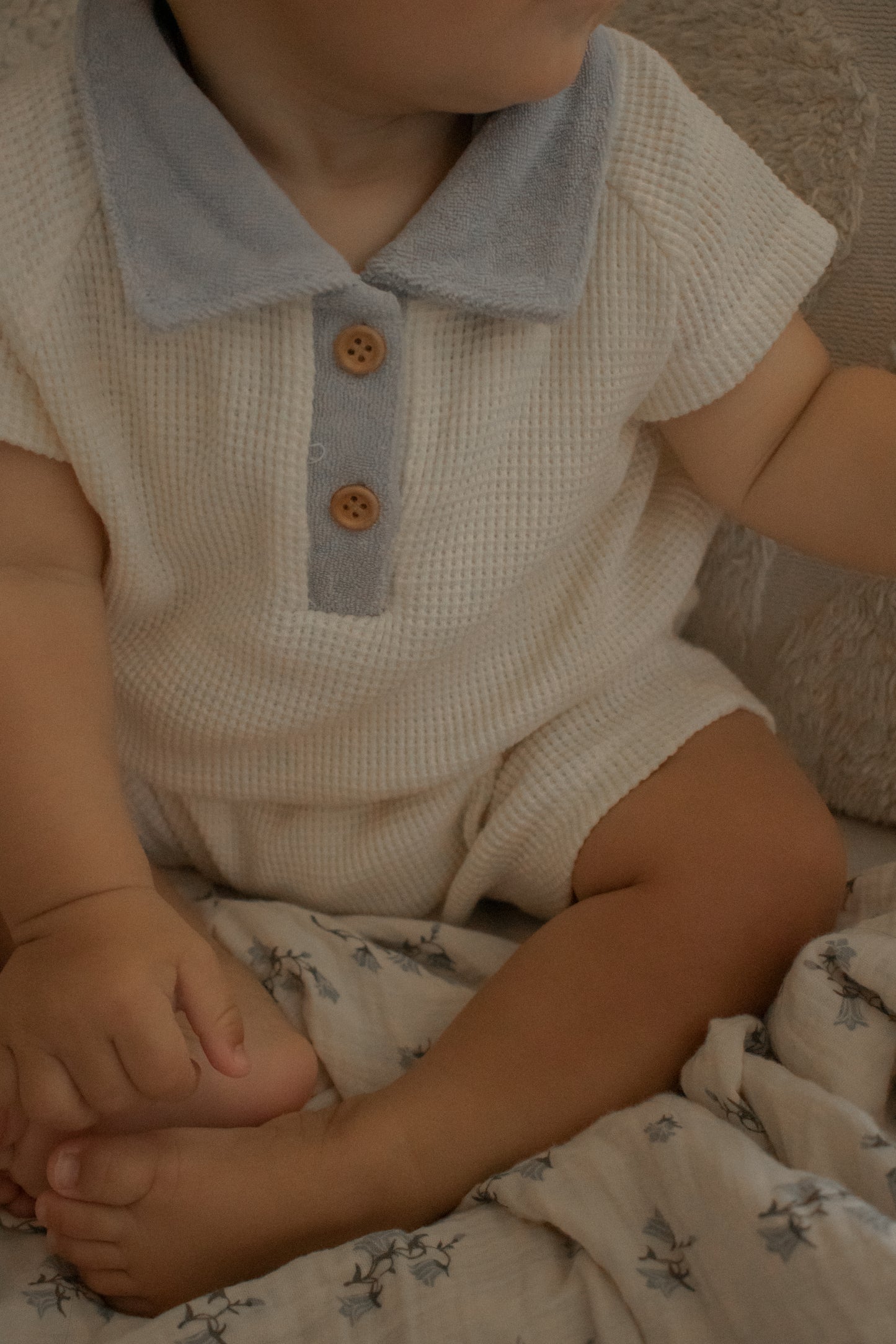 Monbebe - Harry waffle collar suit - cream