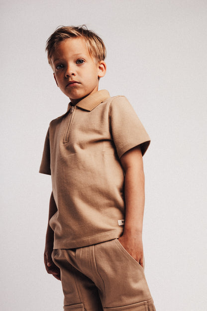 Baje Studio - zipper polo Hervas - taupe cafe