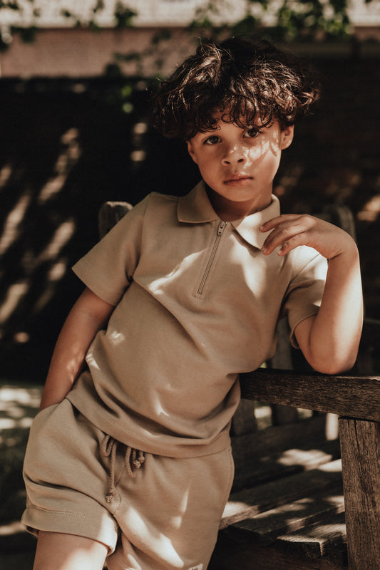 Baje Studio - zipper polo Hervas - taupe cafe