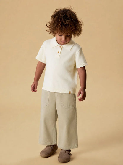 Lil'Atelier - knitted polo kid - coconut milk