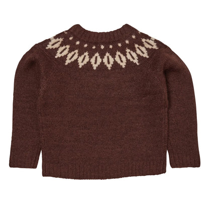 Wool Iceland sweater ~ dark brown/cream combi