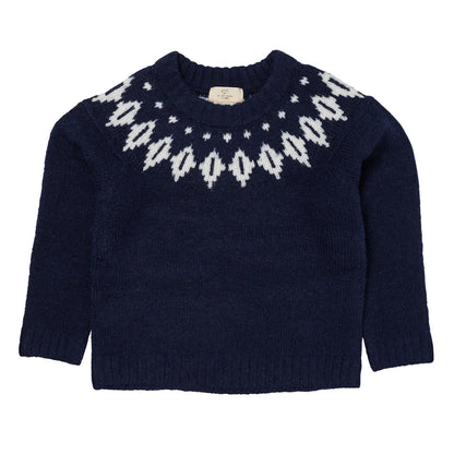 Wool Iceland sweater ~ navy/cream combi