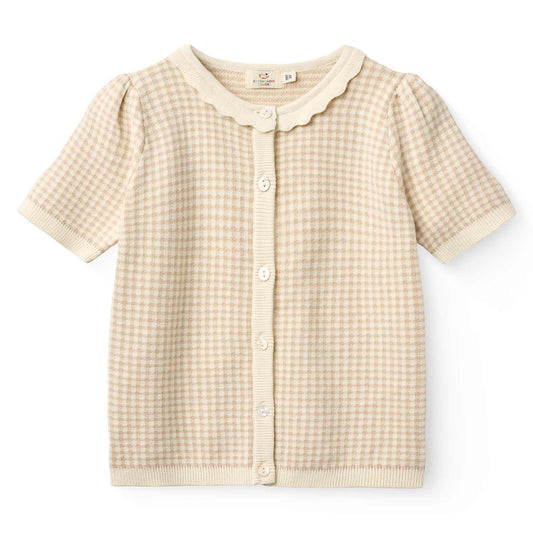 Copenhagen Colors - jacquard knit cardigan ss - beige check