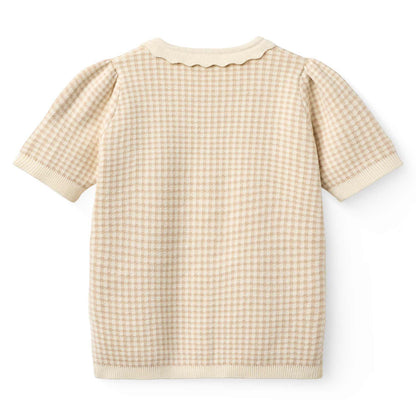 Copenhagen Colors - jacquard knit cardigan ss - beige check