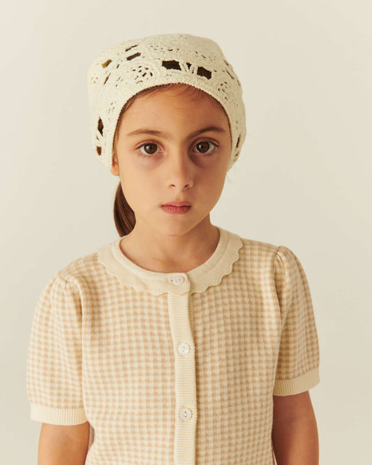 Copenhagen Colors - jacquard knit cardigan ss - beige check