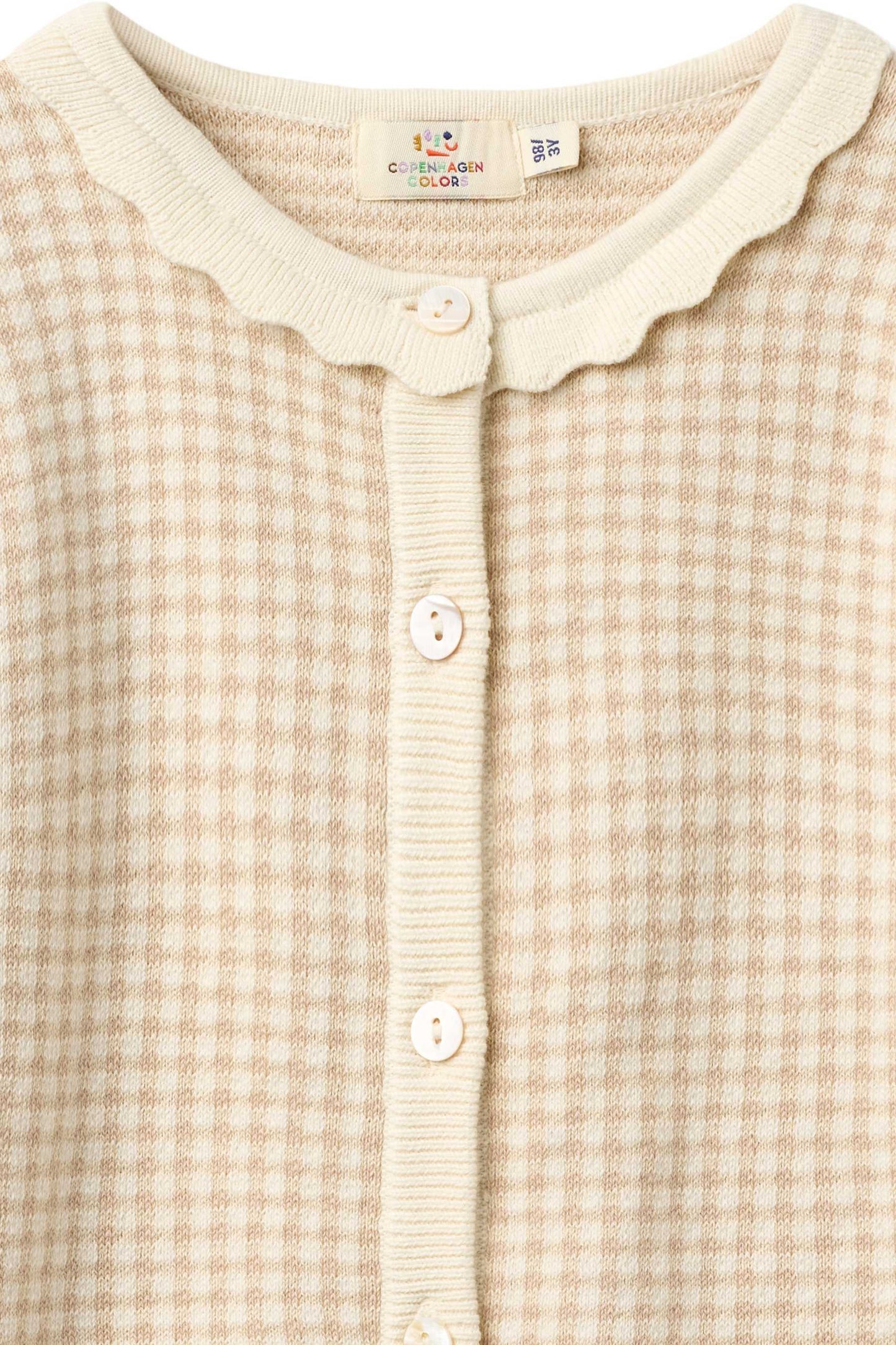 Copenhagen Colors - jacquard knit cardigan ss - beige check