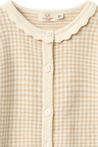 Copenhagen Colors - jacquard knit cardigan ss - beige check