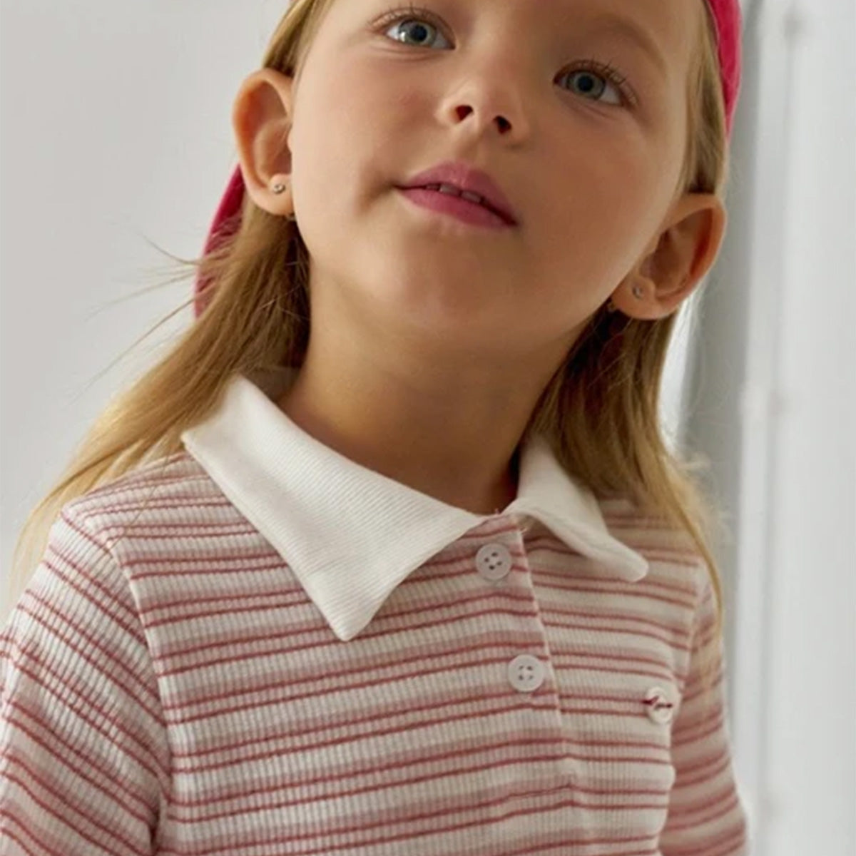 Korean Brands - stripe polo - soft pink