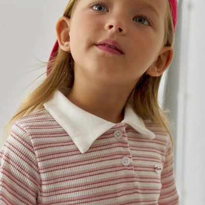 Korean Brands - stripe polo - soft pink