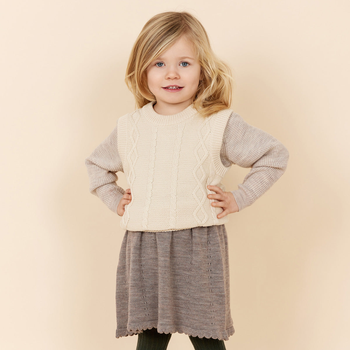 Knitted cable spencer - cream