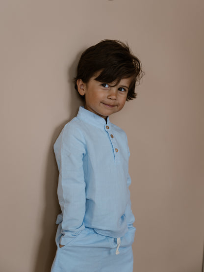 Linen blouse - light blue