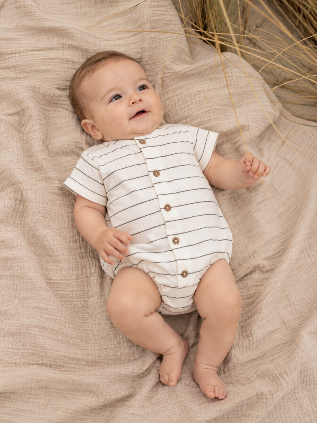 Play Up - striped flamé bodysuit - ecru/green